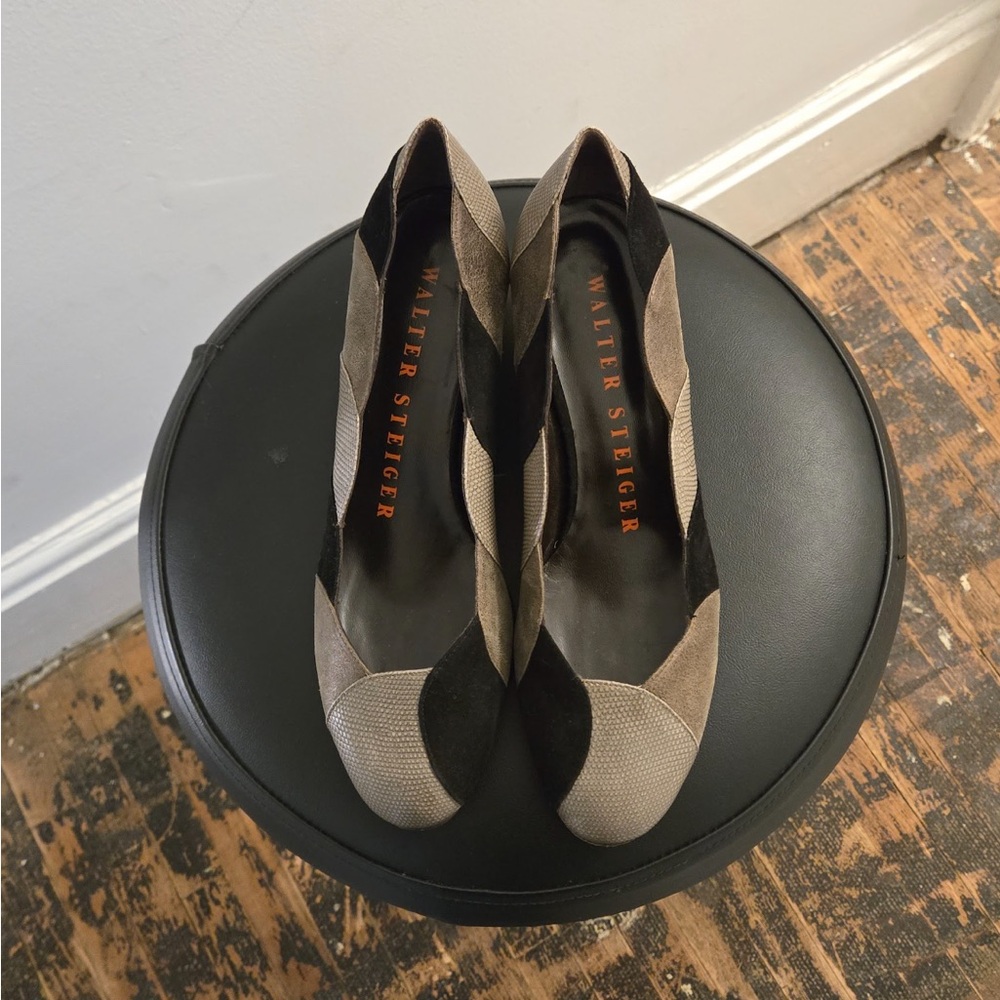 Walter Steiger Elegant Black, Tan, and Cream Heels